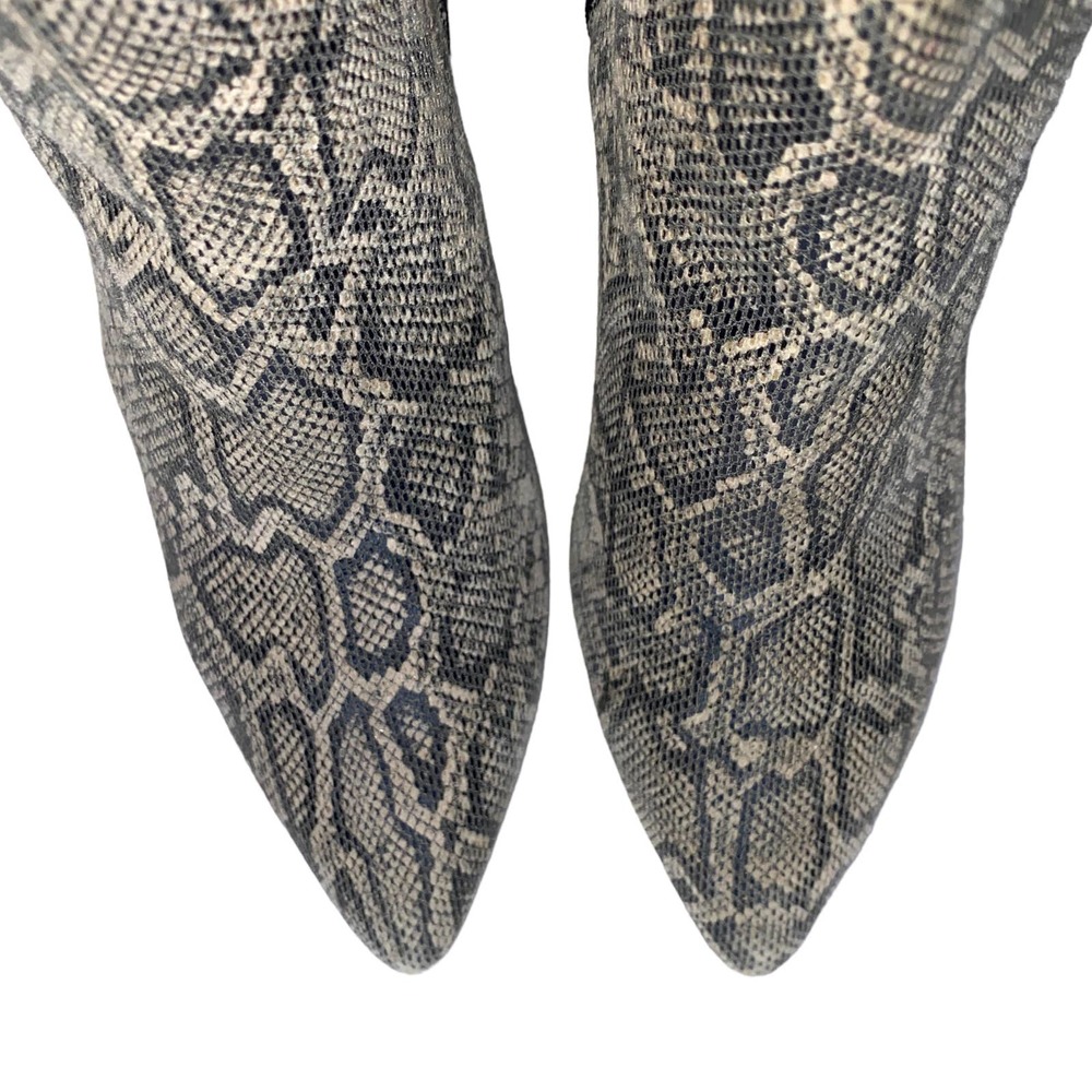 Aerosoles Heel Rest Rock On Ankle Bootie White Black Leather Snake Print sz 7.5 - Picture 6 of 13